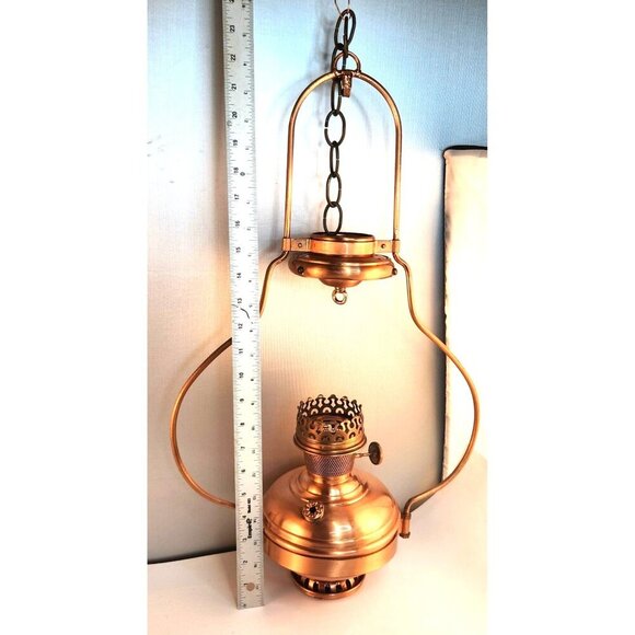 Vintage Copper Electric Hanging Lamp With Chain - Needs Rewiring Or Solar Light - Picture 4 of 15